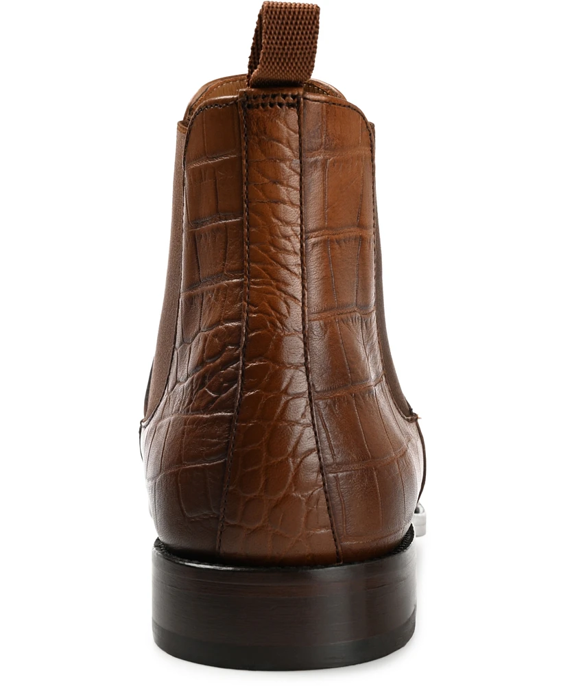 Taft Men's Hiro Leather and Embossed Croc Detailing Chelsea Boots