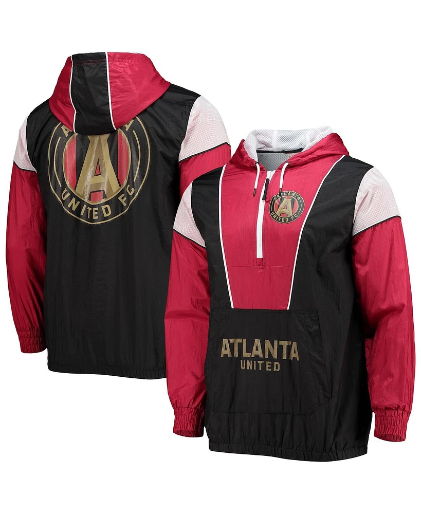 Men's Mitchell & Ness Black Atlanta United Fc Highlight Reel Half-Zip Hoodie Windbreaker Jacket
