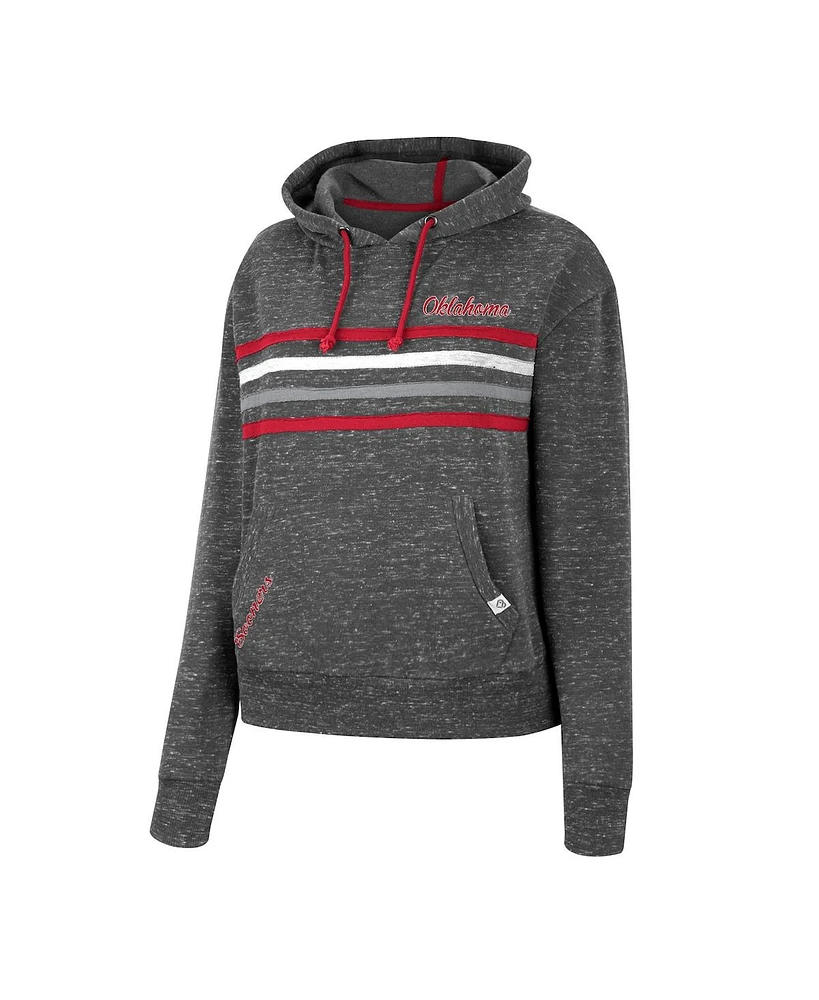 Women's Colosseum Charcoal Oklahoma Sooners Backstage Speckled Pullover Hoodie