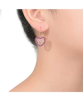 Gv Sterling Silver with 18K Rose Gold Plated Heart Leverback Earrings