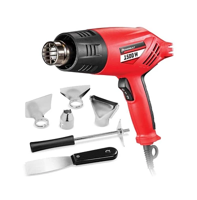 Powerbuilt 1500W Heavy Duty Heat Gun Kit in Storage Case