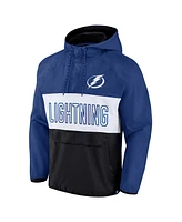 Men's Fanatics Blue, Black Tampa Bay Lightning Backhand Shooter Defender Anorak Raglan Hoodie Quarter-Zip Jacket