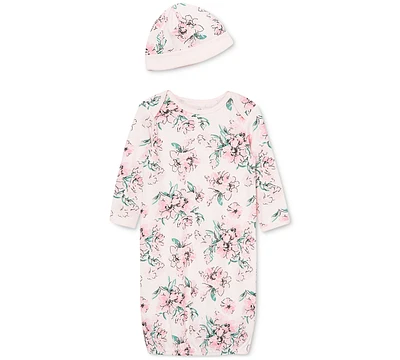 Little Me Baby Girls Sleep Gown and Hat Set, 2 Piece Set