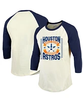 Men's Majestic Threads Cream, Navy Houston Astros 2022 World Series Champions Divide And Conquer Tri-Blend Raglan 3/4-Sleeve T-shirt