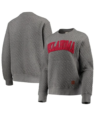 Women's Pressbox Heather Charcoal Oklahoma Sooners Moose Quilted Pullover Sweatshirt
