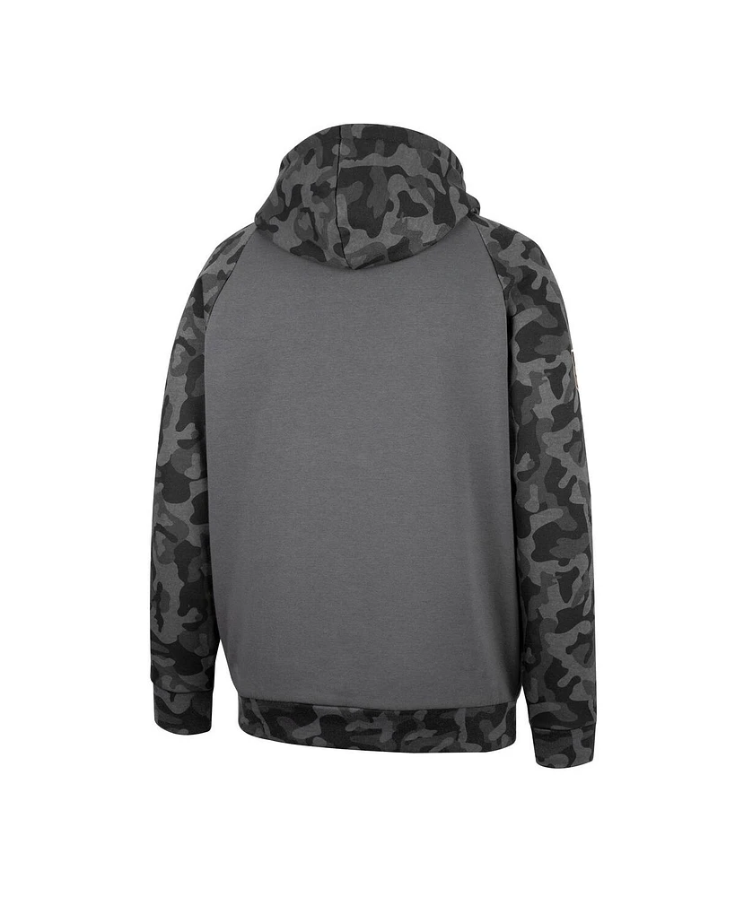 Men's Colosseum Charcoal Arizona State Sun Devils Oht Military-Inspired Appreciation Camo Stack Raglan Pullover Hoodie