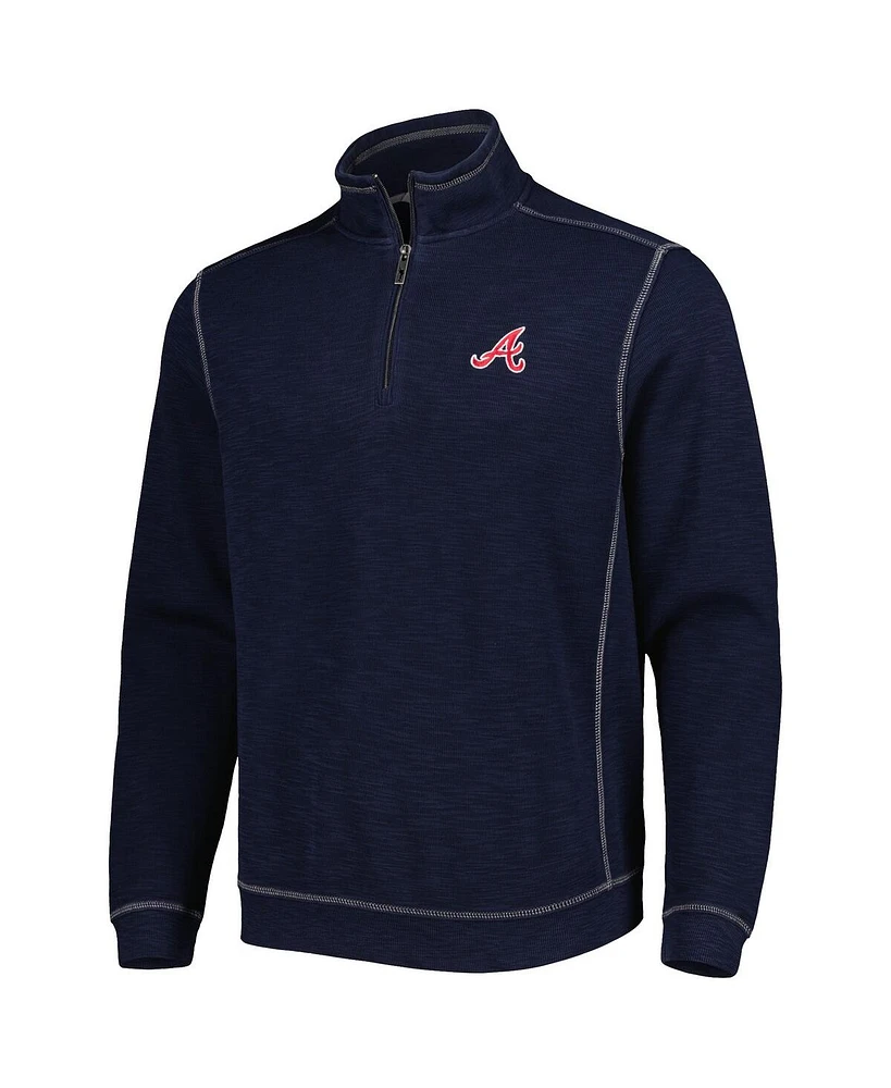 Men's Tommy Bahama Blue Atlanta Braves Tobago Bay Tri-Blend Quarter-Zip Sweatshirt