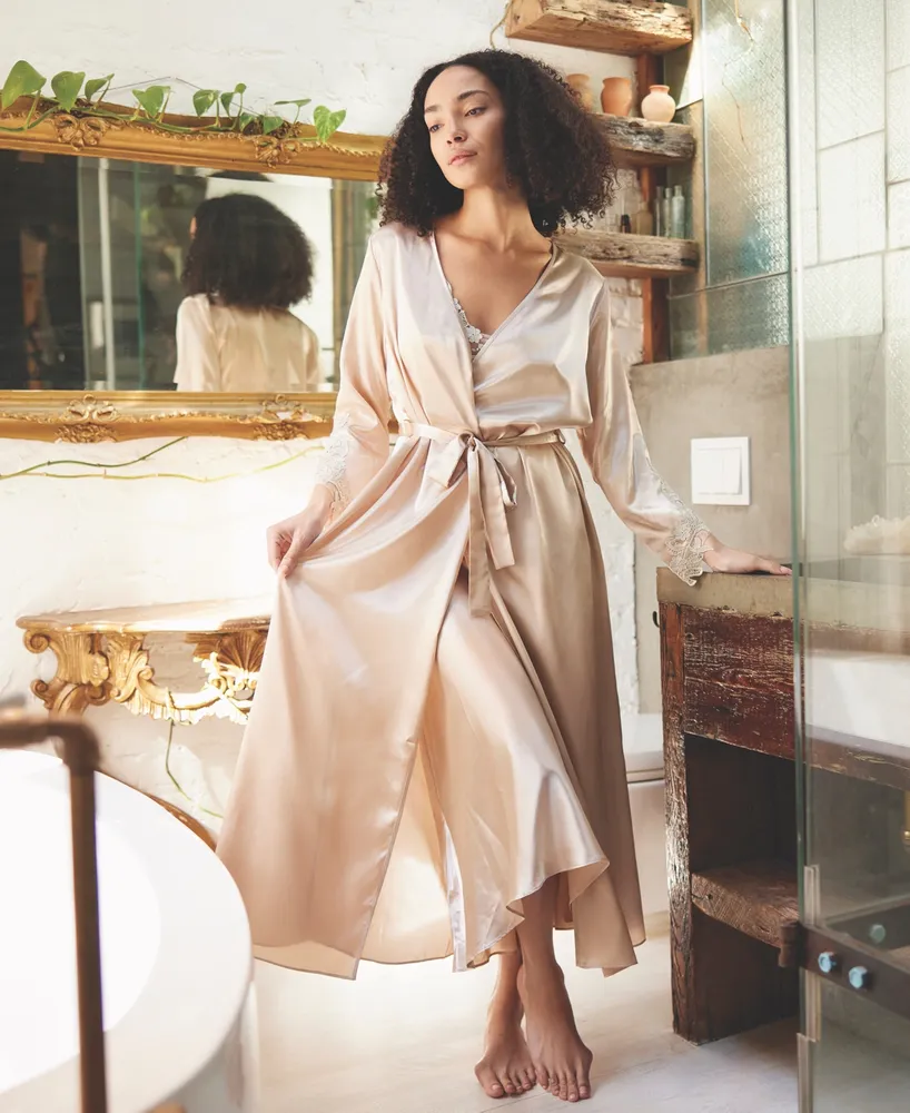 Flora by Nikrooz Stella Satin Venise Trim Robe