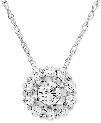 Diamond Halo 18" Pendant Necklace (1/4 ct. t.w.) in 14k White Gold