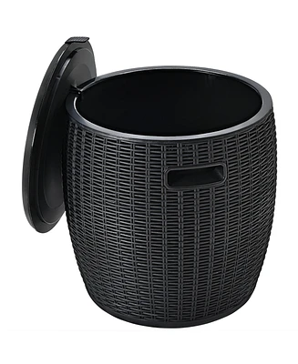 9.5 Gallon 4-in-1 Patio Rattan Cool Bar Cocktail Table Side