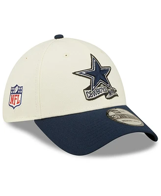 Men's New Era Cream, Navy Dallas Cowboys 2022 Sideline 39THIRTY 2-Tone Flex Hat