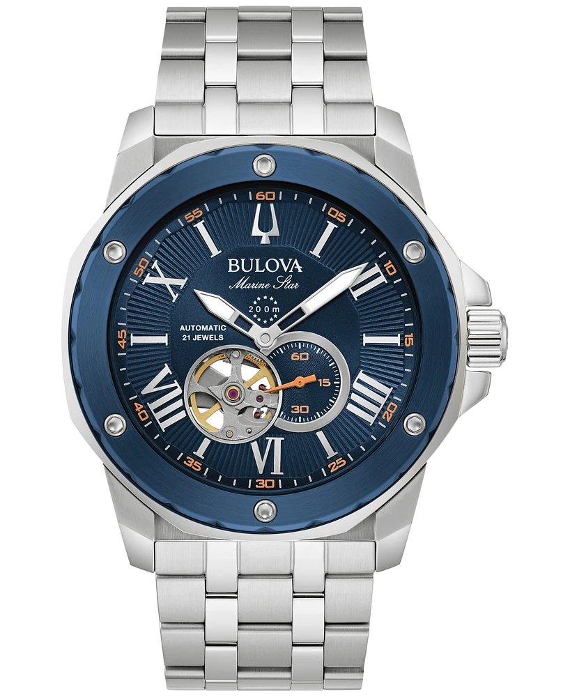 Bulova Men's Automatic Marine Star Stainless Steel Bracelet Watch 45mm