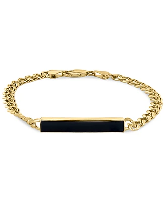 Effy Men's Onyx Plate Link Bracelet in 14k Gold-Plated Sterling Silver