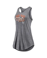 Women's Fanatics Heather Gray New York Mets Simplicity Swing Racerback Scoop Neck Tank Top