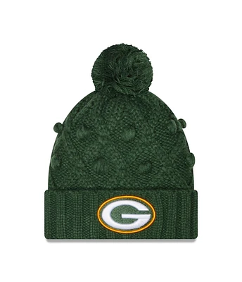 Women's New Era Green Green Bay Packers Toasty Cuffed Knit Hat with Pom