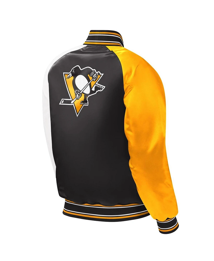Big Boys, Girls and Starter Black Pittsburgh Penguins Raglan Full-Snap Varsity Jacket