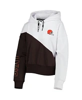 Women's Dkny Sport White, Brown Cleveland Browns Bobbi Color Blocked Pullover Hoodie