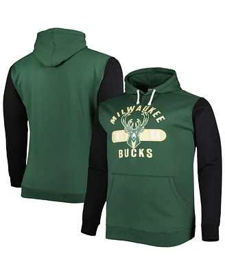 Men's Fanatics Hunter Green, Black Milwaukee Bucks Big and Tall Bold Attack Pullover Hoodie