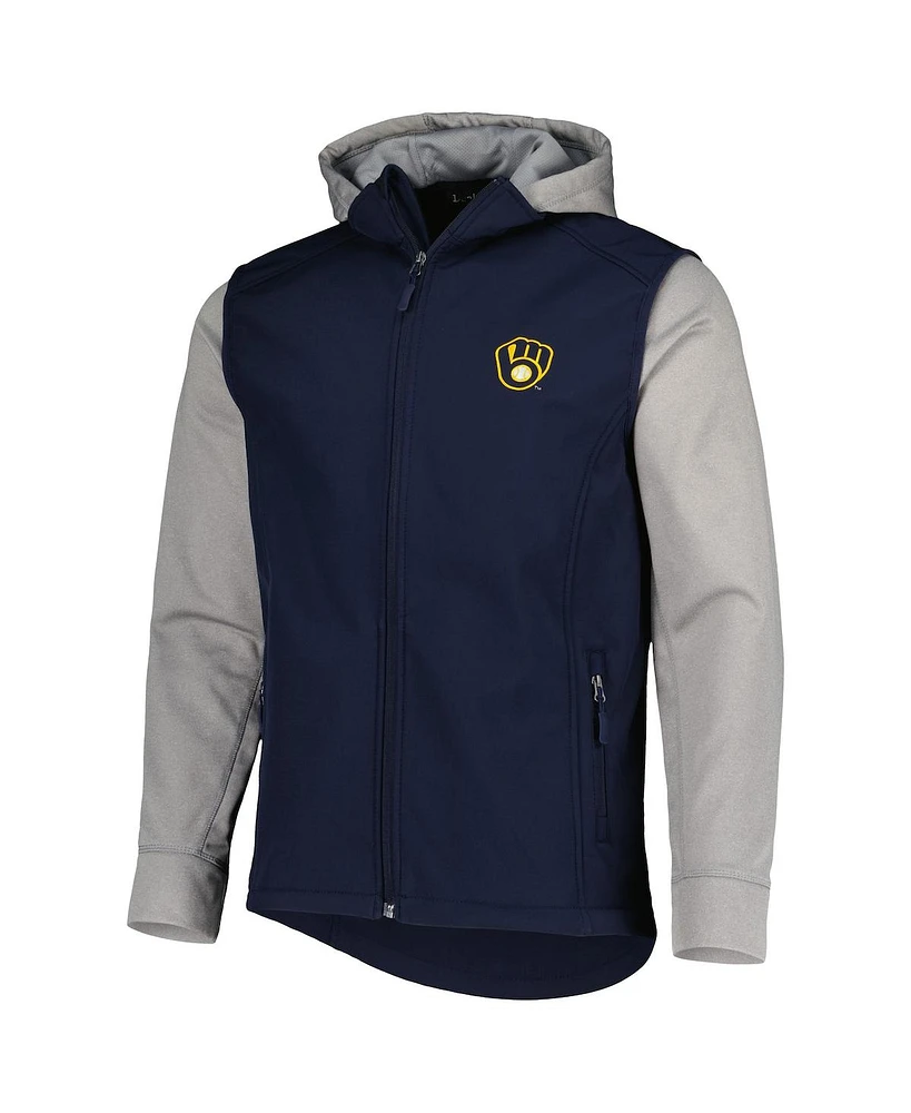 Men's Dunbrooke Navy, Heather Gray Milwaukee Brewers Alpha Full-Zip Jacket