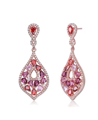 Sterling Silver Multi Colored Cubic Zirconia Accent Dangle Earrings
