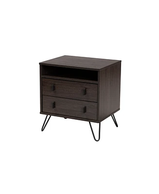 Baxton Studio Glover Modern and Contemporary 21.7" Finished Wood and Finished Metal 2-Drawer Nightstand