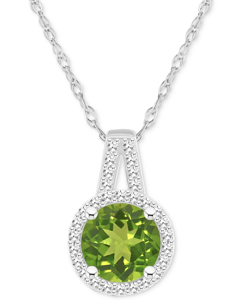 Amethyst (1-1/4 ct. t.w.) & Diamond (1/6 Halo 18" Pendant Necklace Sterling Silver (Also Citrine, Garnet, Peridot, Blue Topaz)