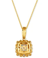 Le Vian Neopolitan Opal (1-1/4 ct. t.w.) & Diamond (3/8 ct. t.w.) Halo Pendant Necklace in 14k Gold, 18" + 2" extender