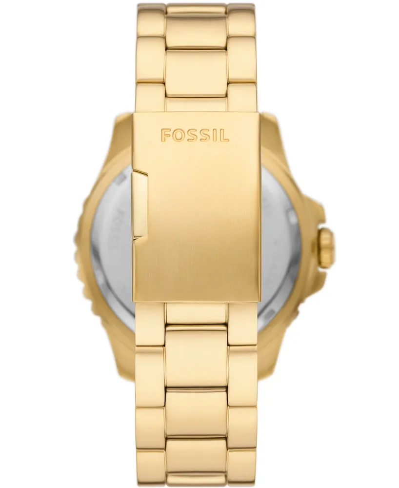 Fossil Men's Fossil Blue Gmt Gold Tone Stainless Steel Watch, 46mm