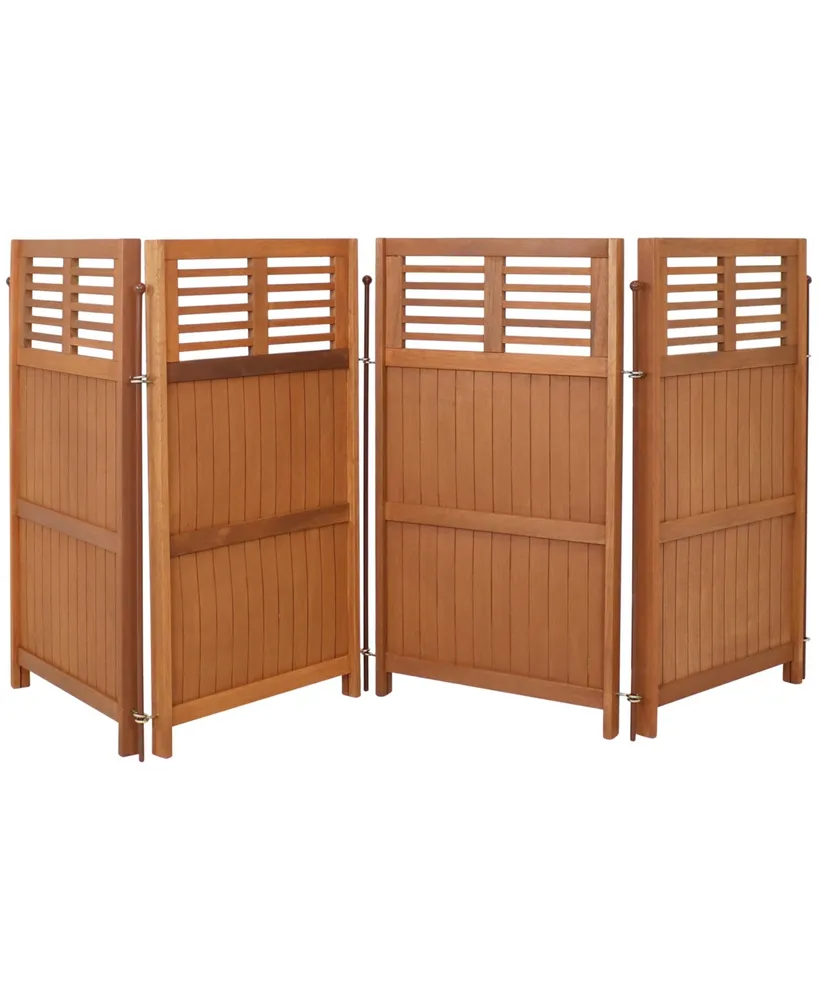Outdoor Patio or Porch Meranti Wood with Teak Oil Finish Folding Privacy Screen Fence - 44"