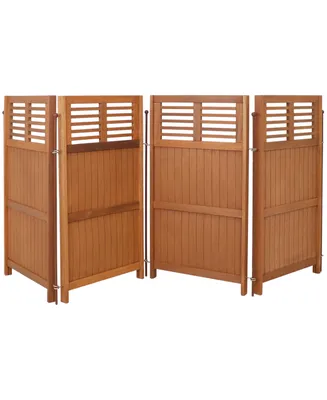 Outdoor Patio or Porch Meranti Wood with Teak Oil Finish Folding Privacy Screen Fence - 44"