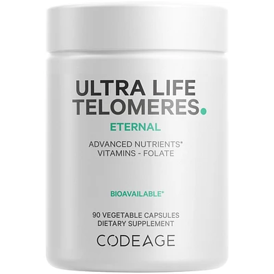Codeage Ultra Life Telomeres Supplement - 5 Mthf Folate Vitamin B9, Vitamin B12 Methylcobalamin, Vitamin D3, L-Theanine, Ashwagandha
