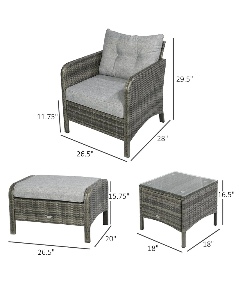Outsunny 5pcs Outdoor Patio Furniture Set All Weather Wicker Conversation Set