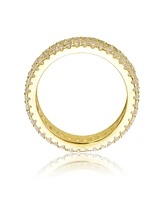 Ra 14K Gold Plated Baguette Cubic Zirconia Wide Band Ring
