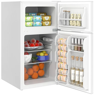 Homcom 3.2 Cu.Ft Mini Fridge with Freezer and Adjustable Shelf,