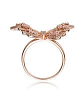 Ra 18K Rose Gold Plated Pink Cubic Zirconia Butterfly Ring