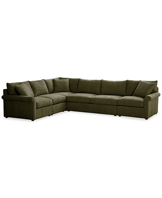 Closeout! Wrenley 137" 5-Pc. Fabric L-Shape Modular Sectional Sofa, Created for Macy's