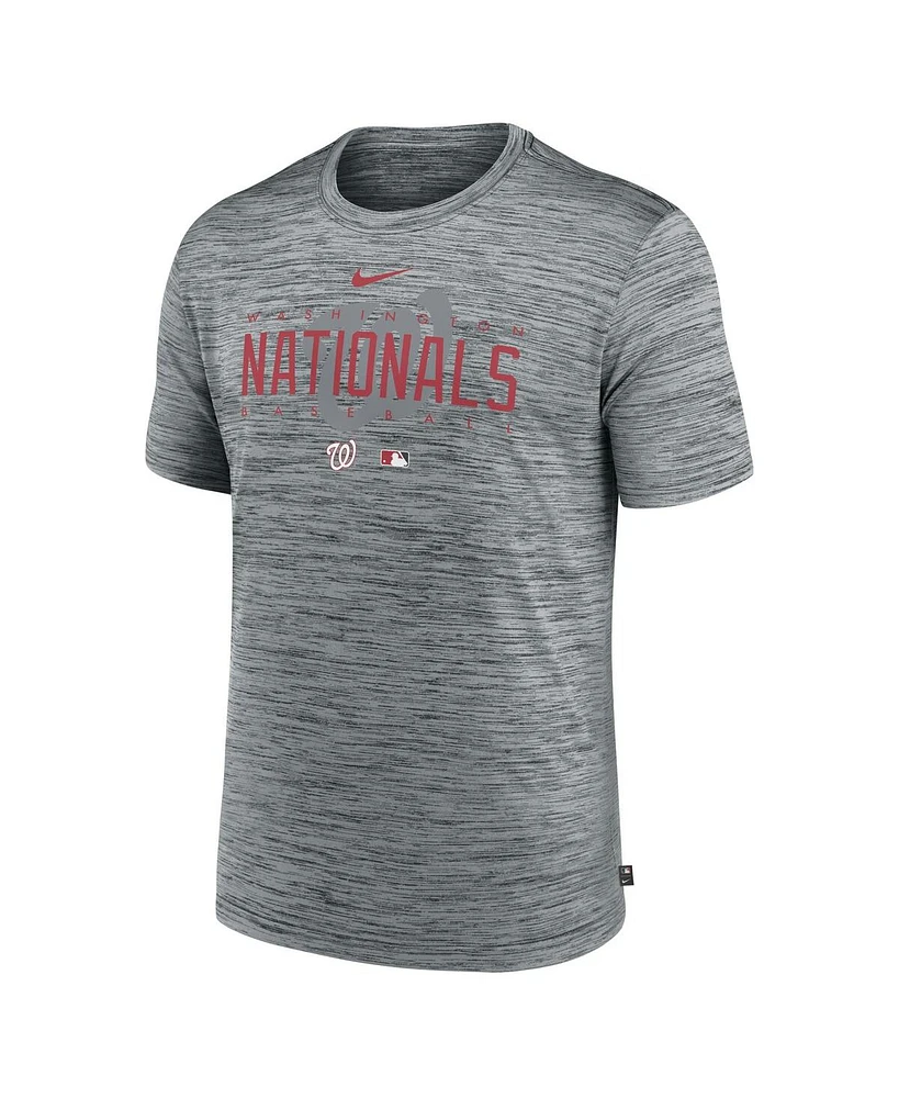 Men's Nike Heather Gray Washington Nationals Authentic Collection Velocity Performance Practice T-shirt