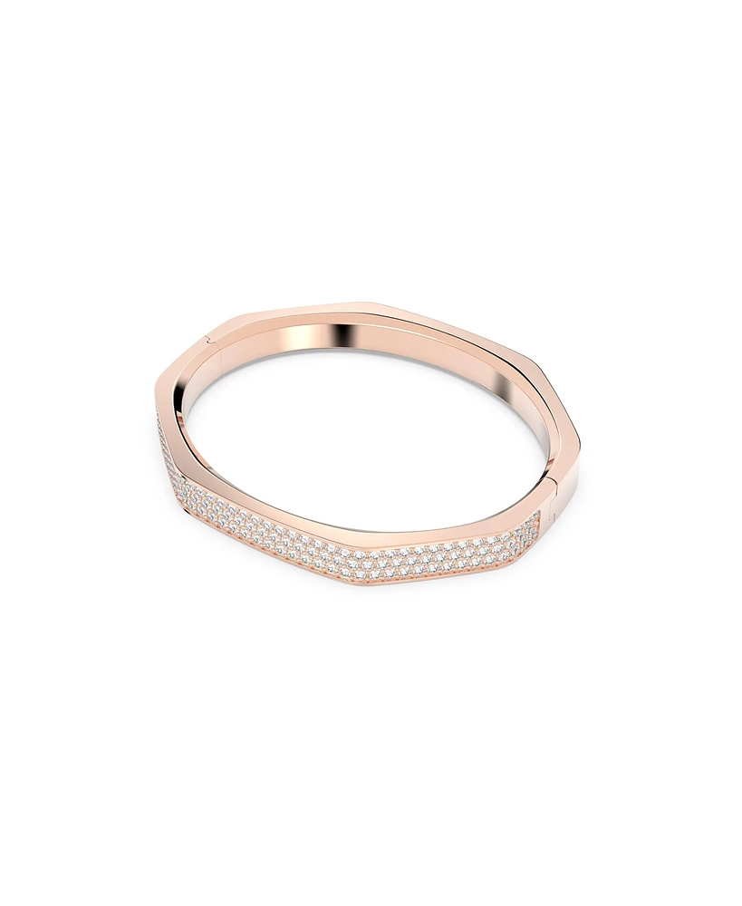 Swarovski Crystal Dextera Bangle Octagon Shape Pave Medium White Rose Gold-Tone Plated