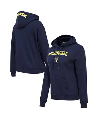 Women's Pro Standard Navy Milwaukee Brewers Classic Fleece Pullover Hoodie