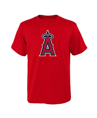 Big Boys and Girls Red Los Angeles Angels Logo Primary Team T-shirt