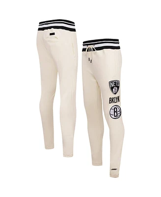 Men's Pro Standard Cream Brooklyn Nets Retro Classic Fleece Sweatpants