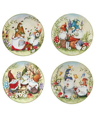 Certified International Garden Gnomes Set of 4 Dinner Plate 11"