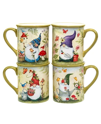 Certified International Garden Gnomes Set of 4 Mug 14 oz.