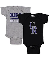 Newborn and Infant Boys Girls Soft As A Grape Black, Gray Colorado Rockies 2-Piece Body Suit
