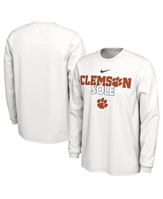 Men's Nike White Clemson Tigers On Court Long Sleeve T-shirt