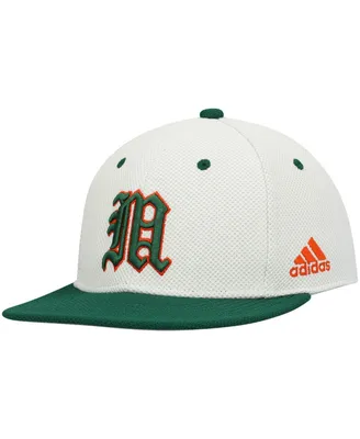 Men's adidas Cream, Green Miami Hurricanes On-Field Baseball Fitted Hat