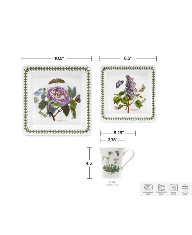 Portmeirion Botanic Garden Square 12 Pc. Dinnerware Set, Service for 4