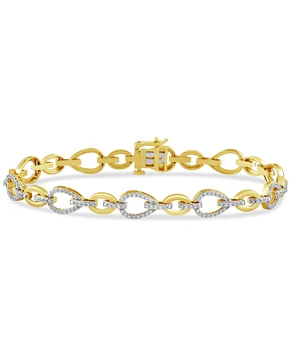 Diamond Open Pear Link Bracelet (1 ct. t.w.) in 14k Gold-Plated Sterling Silver