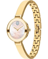 Movado Women's Bold Bangles Swiss Quartz Ionic Plated Gold-Tone Steel Watch 28mm