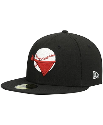 Men's New Era Black Quad Cities River Bandits Authentic Collection Road 59FIFTY Fitted Hat